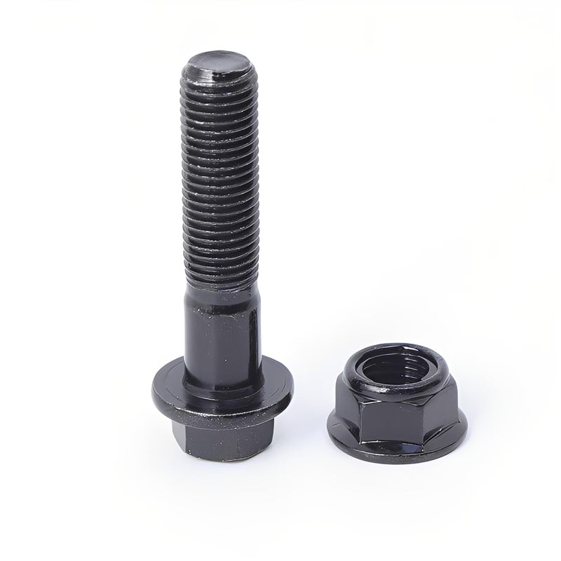 Minho M10-1.25 x 40mm Flange Head Bolts in Carbon Steel Material,Flange Hexagon Screws Come with Flange Nuts,Black Oxide Finish Plated,Partial Thread, 12 Sets - Image 3